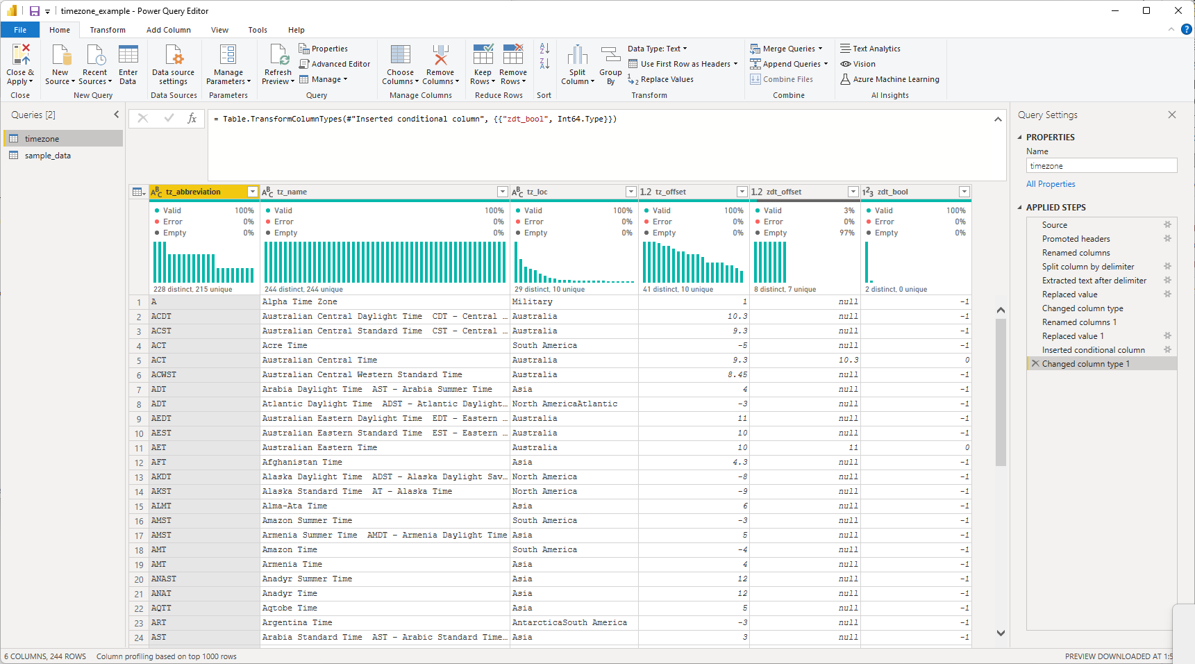 Power Query Time Zone Conversion
